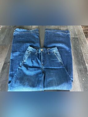 BCBGeneration Wide-Leg Jeans in Deep Blue Wash